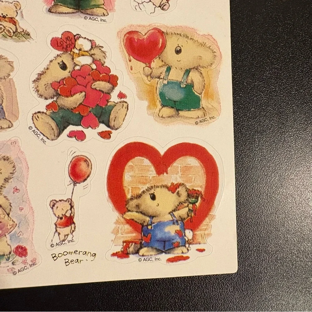 1 Sheet of Vintage AGC Heart Koala Stickers - 12 Stickers on the Sheet